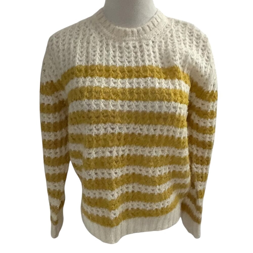 MOTHER “The Jumper” Size XS Alpaca Blend Mostly Sunny Striped Crew Sweater EUC